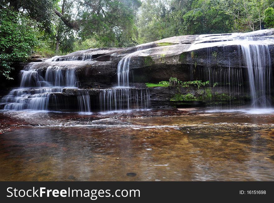 The beautiful waterfall at Phukraduang National Park in Thailand
