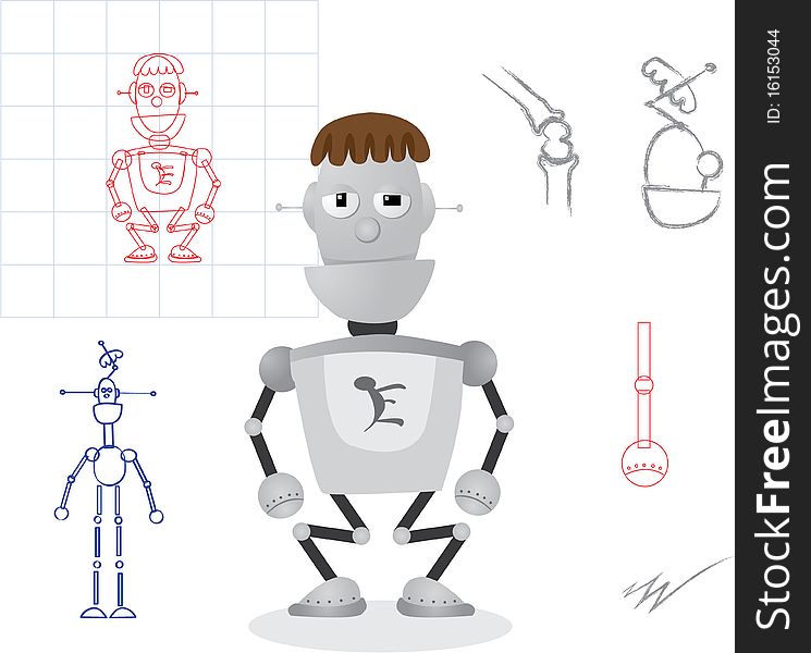 Simple robot design parts - illustration