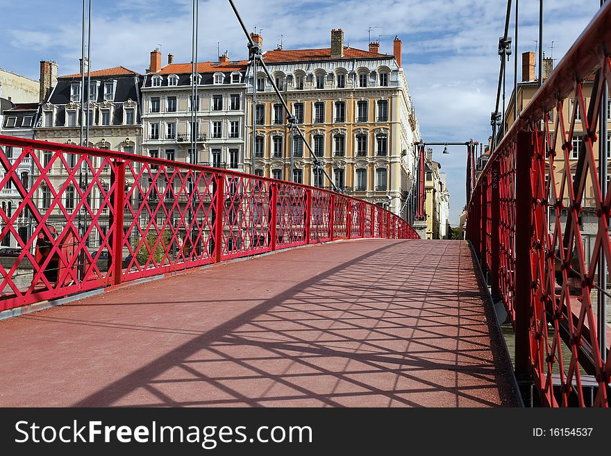 Red footbridge