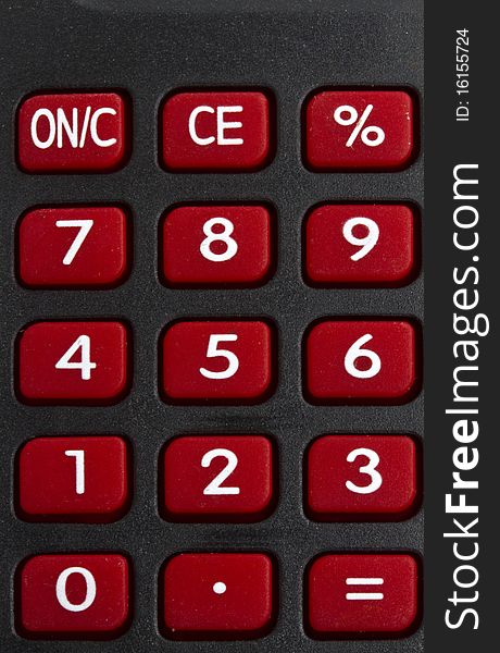 Background of red Calculator closeup