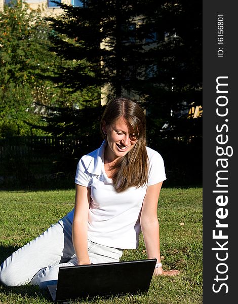 Young student working on a laptop