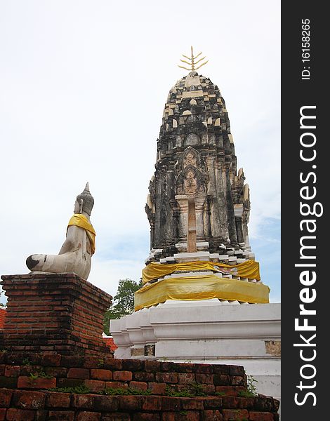 The old pagoda and old monk in Ratchaburi province, Thailand. The old pagoda and old monk in Ratchaburi province, Thailand.