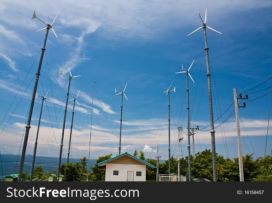 Windmill power plant on Koh Lan,Pattaya,Thailand