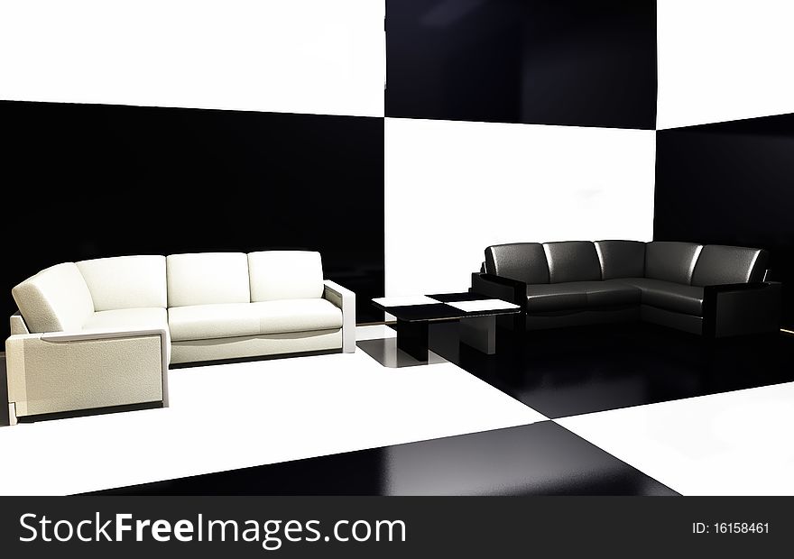 Sofas beside wall