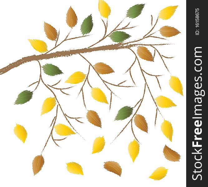 Branch with autumn leaves. Vector illustration