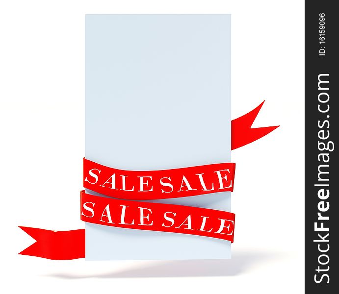 Sale board with red strip on white