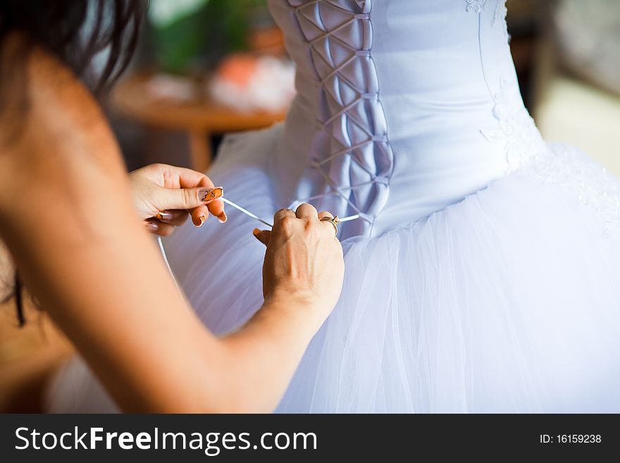 Clothe in beautiful bride's dress