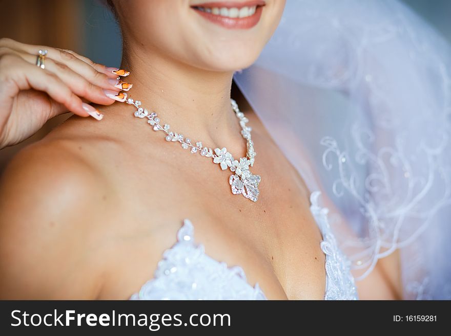 Adornment on neck of young bride