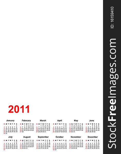 White calendar for design wich place for image, vertical. White calendar for design wich place for image, vertical