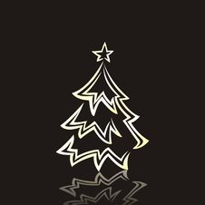 Christmas  Tree On Black Background Royalty Free Stock Photography
