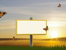 Billboard On Sunset Meadow Royalty Free Stock Image Billboard On Sunset Meadow Royalty Free Stock Image