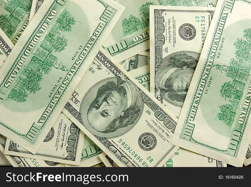 Heap of dollars, money background