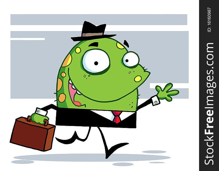 Friendly Toon Monster Businessman In A Black Suit