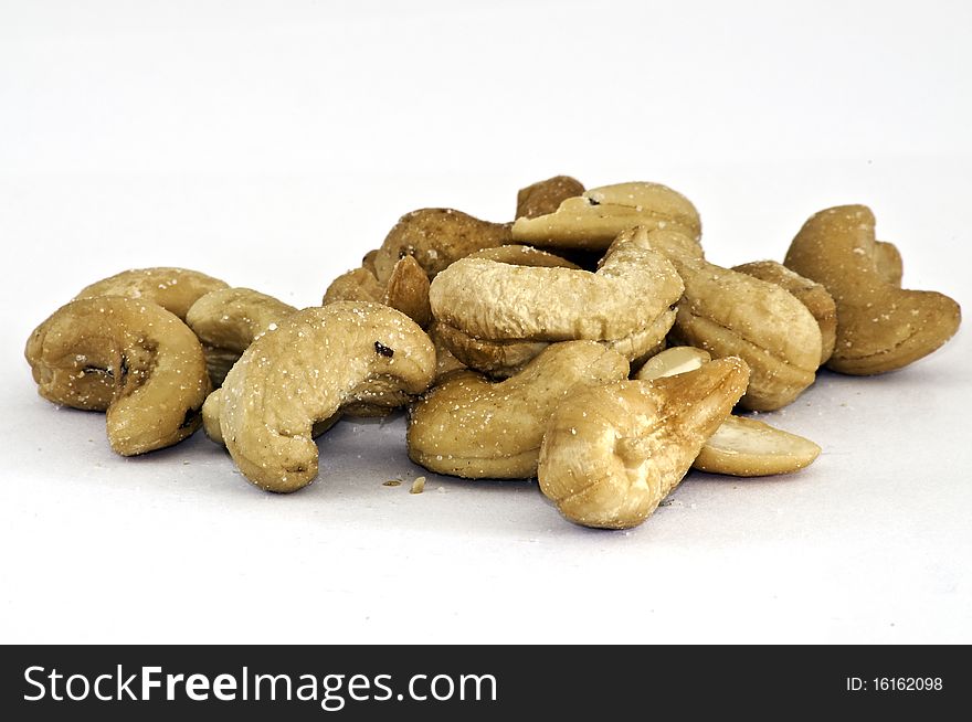 Cashew Nuts Isolated On The White