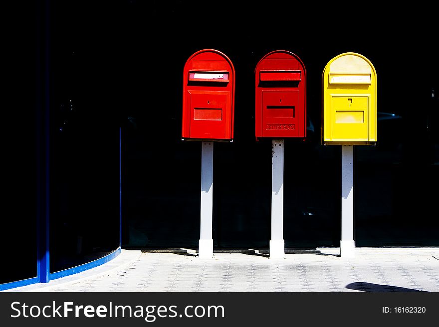 Letter boxes on a black background