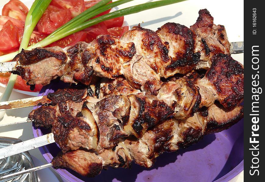 Pork kebab with onion and spice