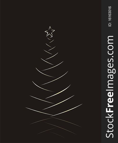 Vector Christmas  gold tree on black background. Vector Christmas  gold tree on black background