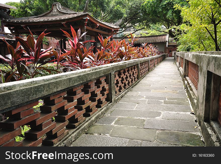 The courtyard with a path in chinese style