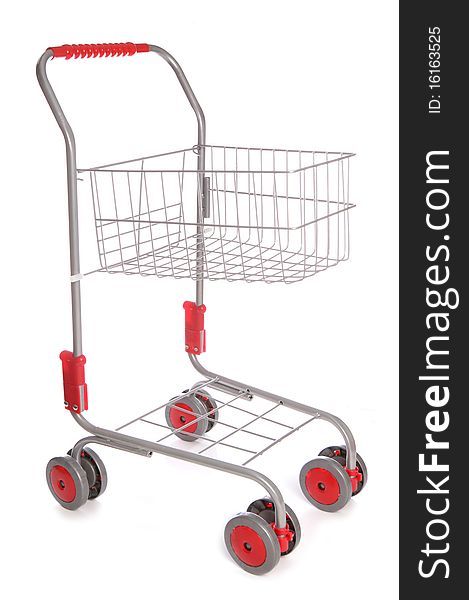 Shopping trolley isolated studio cutout. Shopping trolley isolated studio cutout