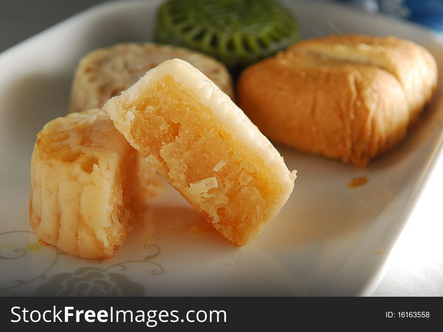 Chinese assorted egg custard Moon Cake