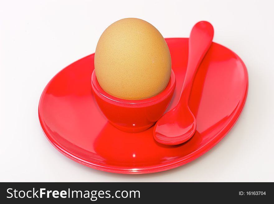 Egg Cup And Saucer - Red