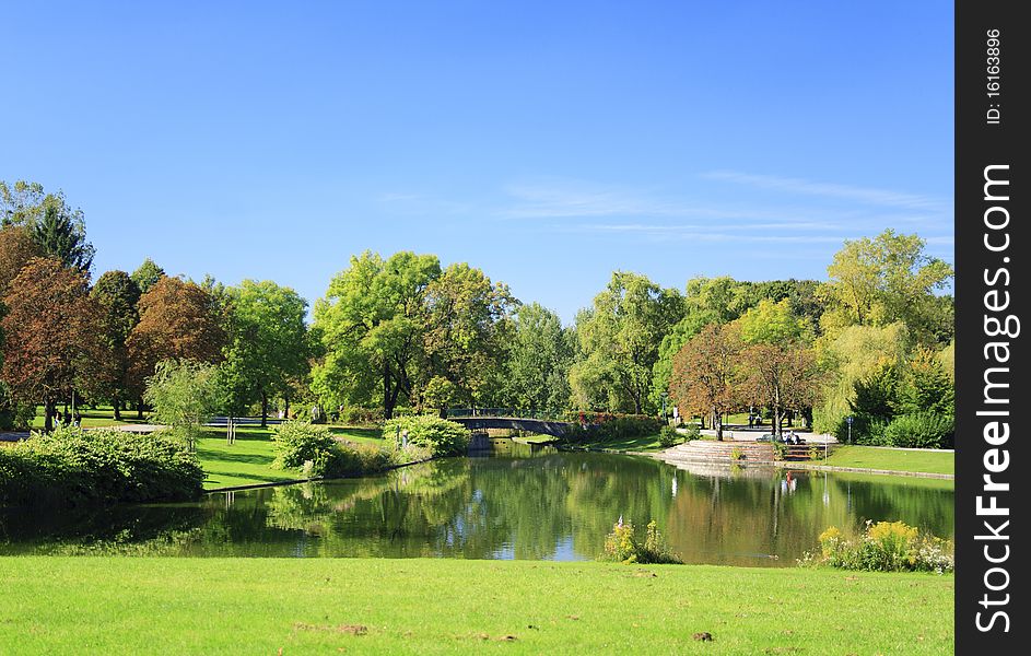 Colorful Park With Lake