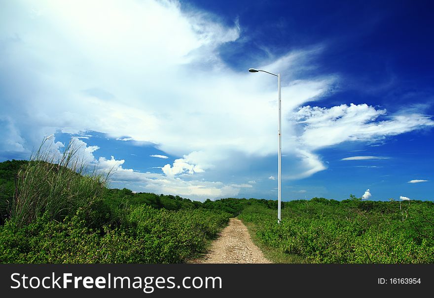 Lamp post on a walking trail. Lamp post on a walking trail