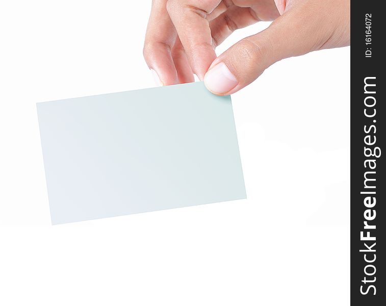 Gesture of hand showing a card