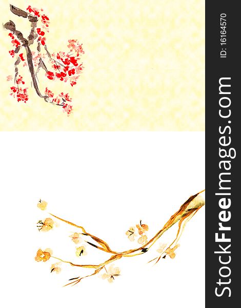 Background with Plum Blossom -Traditional Chinese Painting