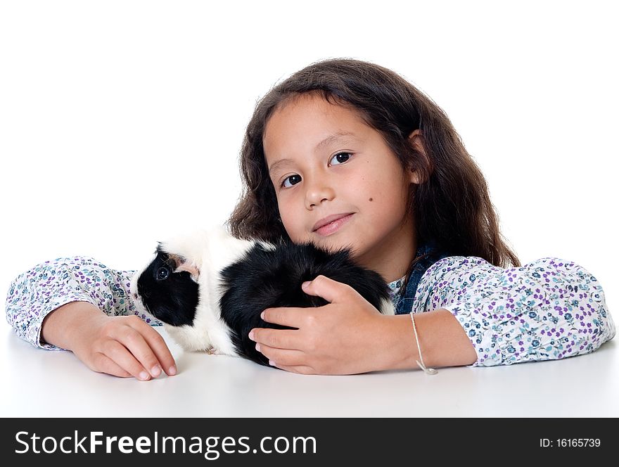 Pretty girl with guinea pig