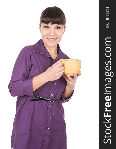 Young adult woman with cup of coffee
