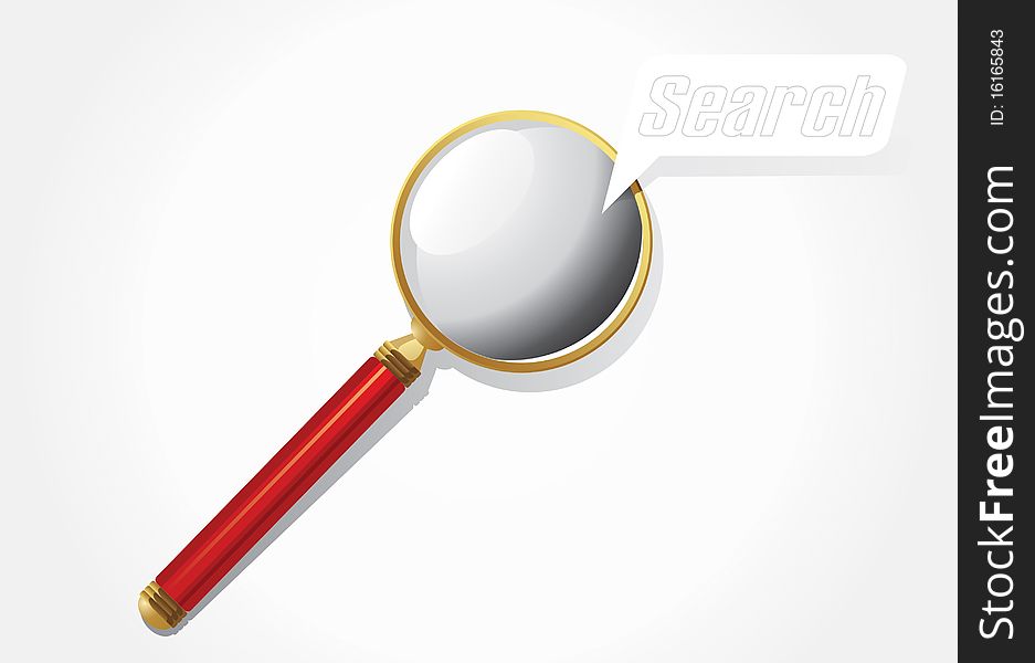 Vector illustration of magnifier isolated on white background.