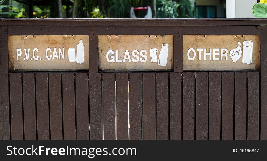 Containers signs for Garbage Separation