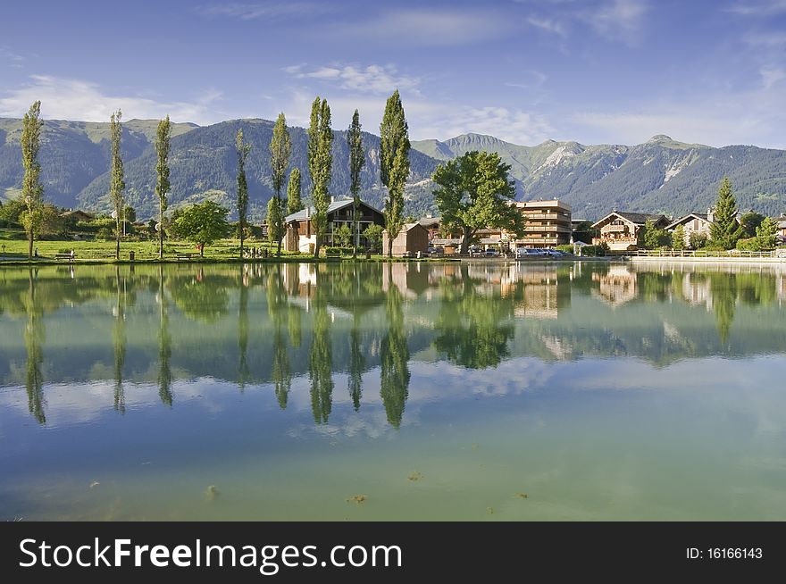 The village of Le Praz, close to the Vanoise National Park has a lake, and wonderful scenery. The village of Le Praz, close to the Vanoise National Park has a lake, and wonderful scenery