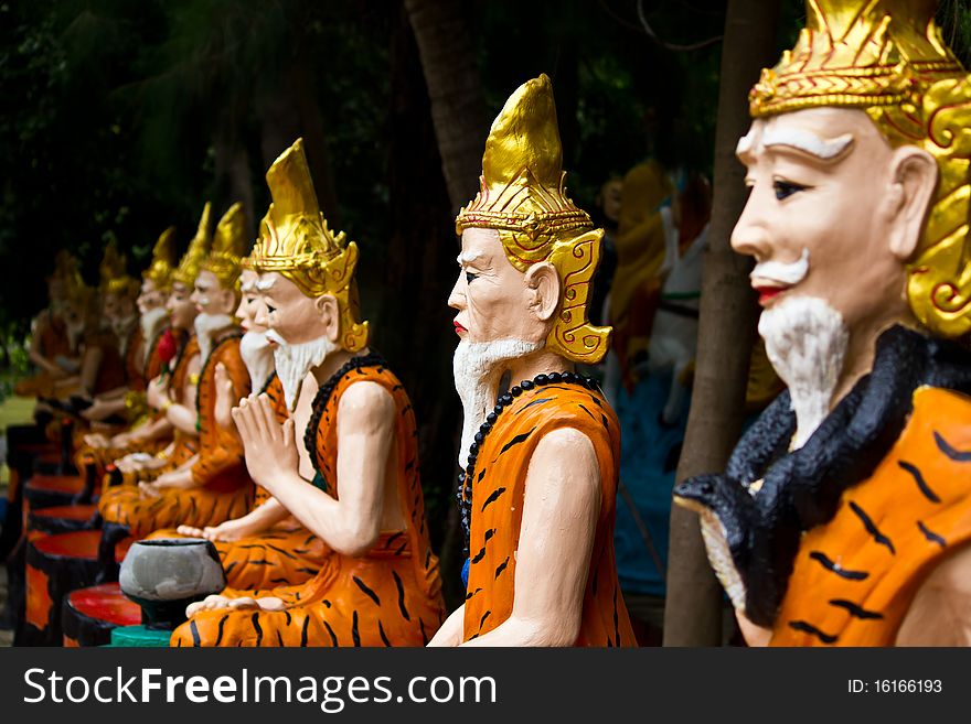 Ascetic statue in Thai style molding art in temple