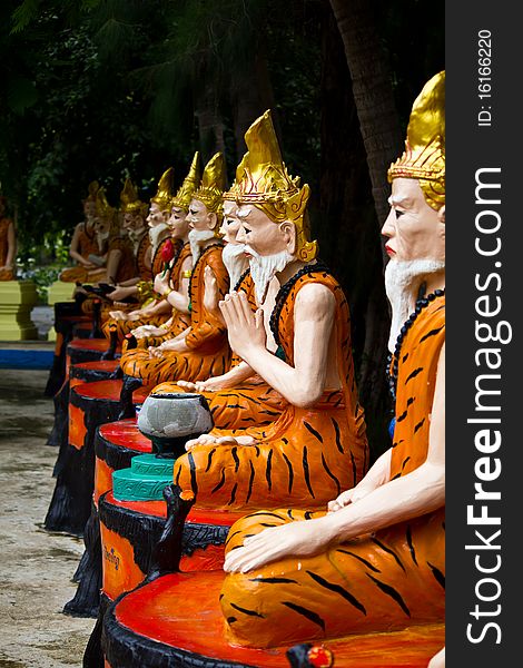 Ascetic statue in Thai style molding art in temple