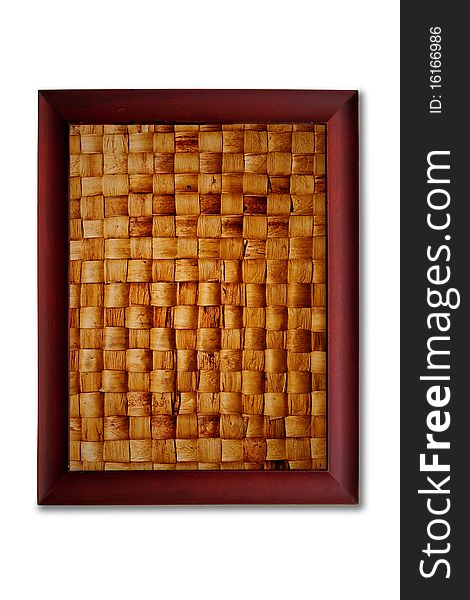 Texture of hyacinth woven in wooden frame