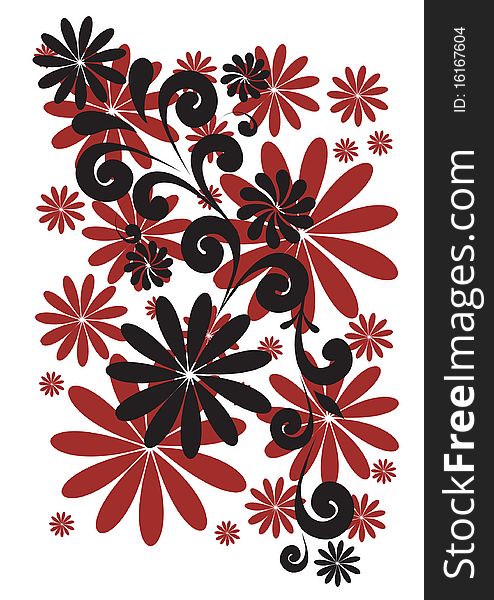 Abstract floral background. Red flowers