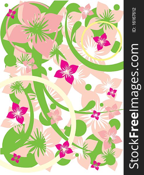 Abstract floral background. Pink flowers