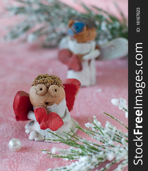 Christmas decoration little angel with heart