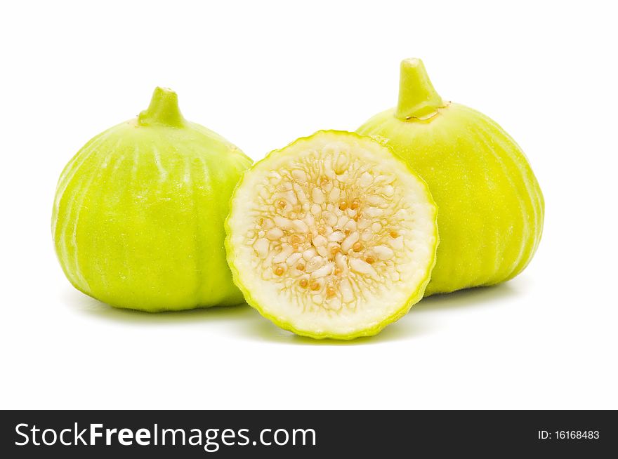 Yellow fresh figs isolated on white background