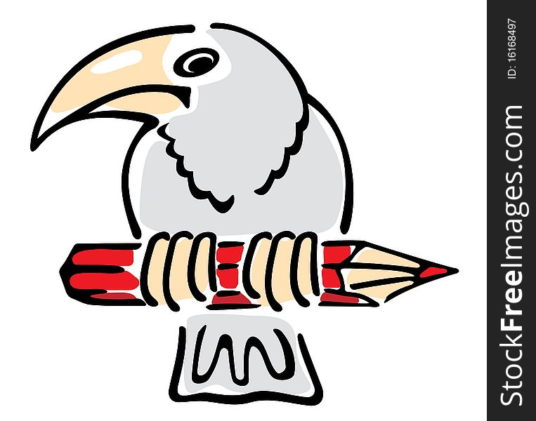 A Crow Sits On A Pencil.