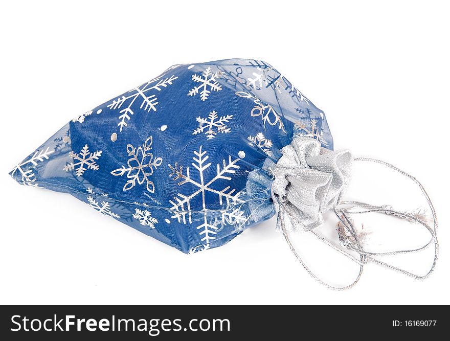 Blue gift bag isolated on white