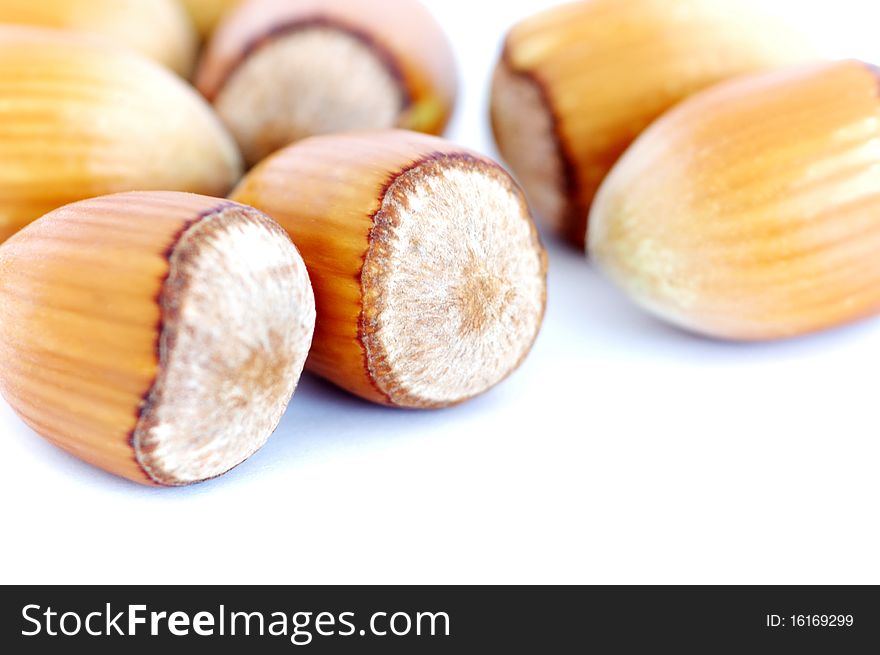 Hazel nuts on white