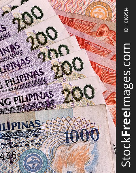 Philippine Currency of various values. Philippine Currency of various values