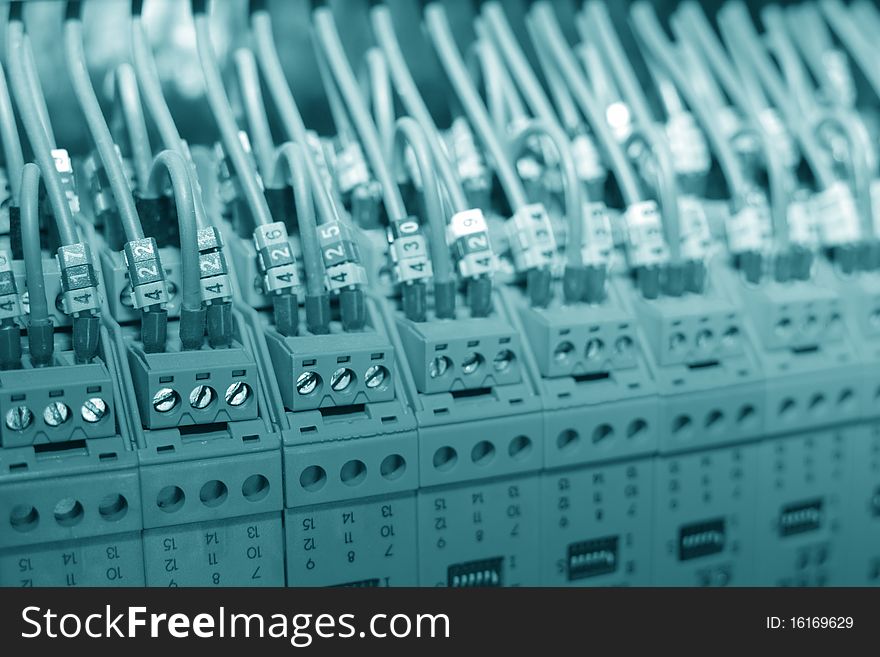 Part of industrial control panel (circuit board) close-up. Part of industrial control panel (circuit board) close-up