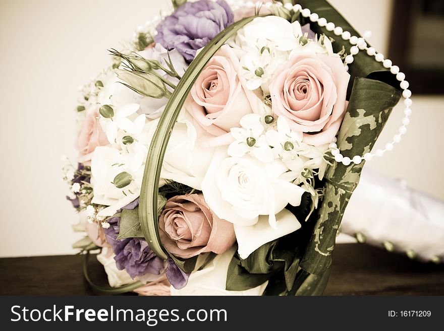 Wedding bouquet in sepia tones