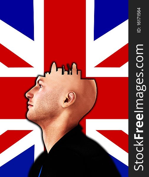 Concept image about someone who always thinks of London. Concept image about someone who always thinks of London.