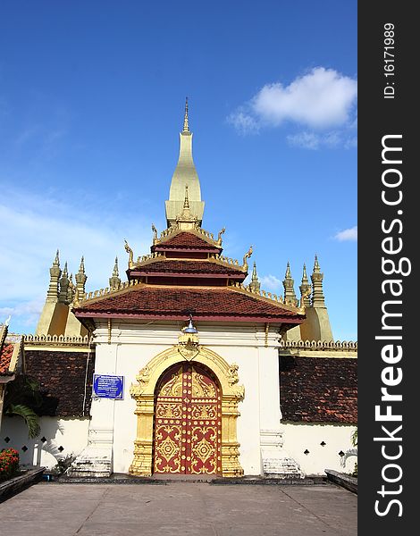 Pha That Luang (the Great Sacred Stupa) the most important religious and national building in laos. Pha That Luang (the Great Sacred Stupa) the most important religious and national building in laos