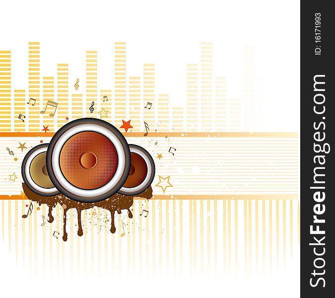 illustration of musical theme with loudspeakers. illustration of musical theme with loudspeakers